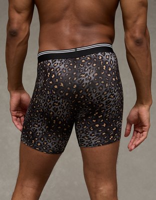 AEO Men's Leopard Print 6" Ultra Soft Boxer Brief - Charcoal Ash