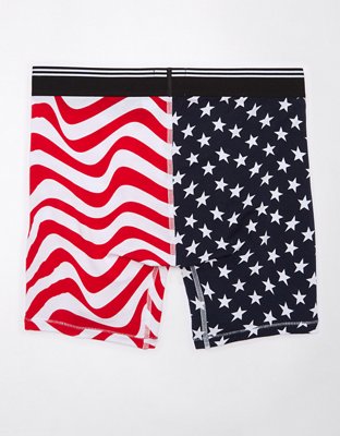 AEO Men's Stars & Stripes 6" Ultra Soft Boxer Brief - Red