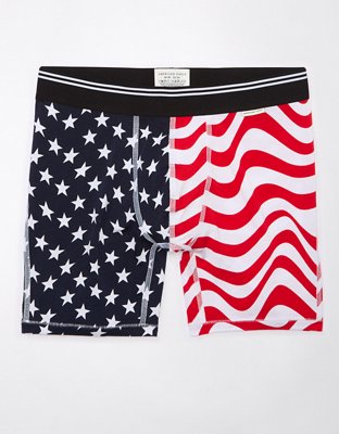 AEO Men's Stars & Stripes 6" Ultra Soft Boxer Brief - Red