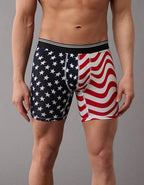 AEO Men's Stars & Stripes 6" Ultra Soft Boxer Brief - Red