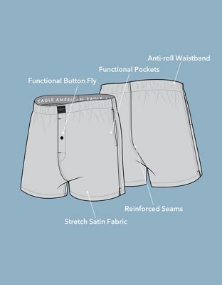 AEO Men's Food Satin Pocket Boxer Short - Light Blue