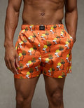 AEO Men's Halloween Snoopy Satin Pocket Boxer Short - Orange