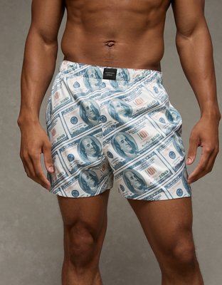 AEO Men's Money Satin Pocket Boxer Short - White