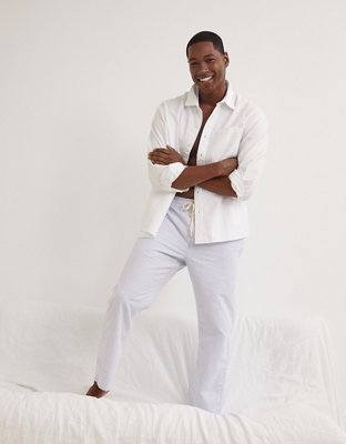 AEO Men's Oxford Lounge Pant - Light Blue