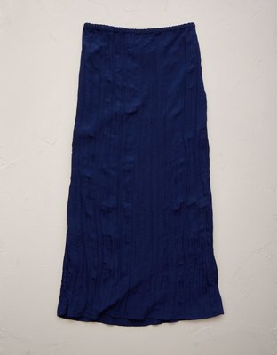 AE77 Crinkle Midi Skirt - Indigo