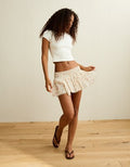 AE Low-Rise Smocked-Waist Micro Skirt - Frosty Cream