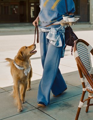 AE Campus Low-Rise Wide-Leg Sweatpant - Deep Sea Blue
