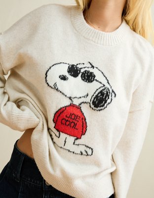 AE Whoa So Soft Snoopy Joe Cool Graphic Sweater - Oatmeal