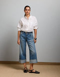 AE77 Premium Oversized Poplin Button-Up Shirt - White