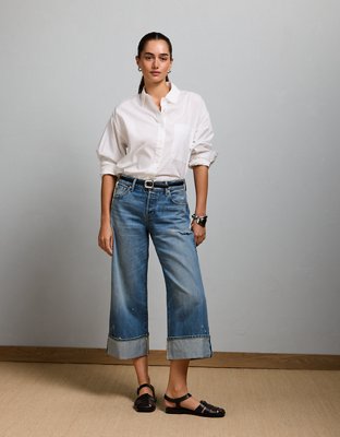 AE77 Premium Oversized Poplin Button-Up Shirt - White