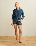 AE Fitted Denim Button-Up Shirt - Medium Wash