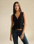 AE Ruched V-Neck Top - Black