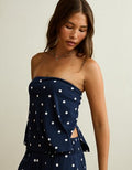 AE Sunchaser Side-Slit Babydoll Tube Top - Navy