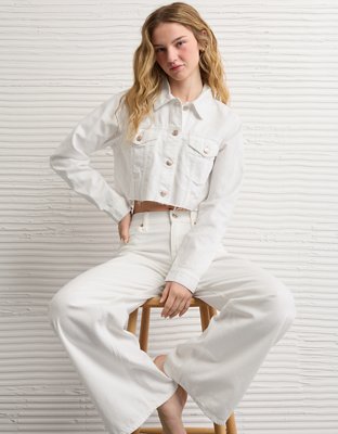 AE Super Cropped Denim Jacket - White