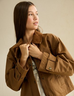 AE Cropped Swing Workwear Jacket - Brown