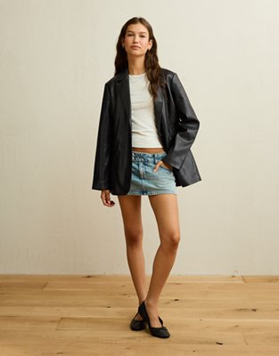 AE Vegan Leather Blazer - Black