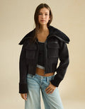 AE Shrunken Corduroy Bomber Jacket - Black