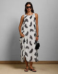 AE77 Printed High Neck Chiffon Dress - Multi