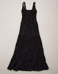 AE77 Sweater Combo Crinkle Midi Dress - Black