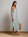 AE77 Linen Tube Dress - Blue