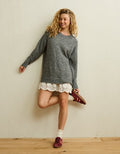 AE Oversized Sweater Lace-Trim Mini Dress - Dark Heather Gray
