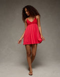 AE Sunchaser Babydoll Crochet Mini Dress - Strawberry Mist