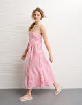 AE Strapless Corset Midi Dress - Pink