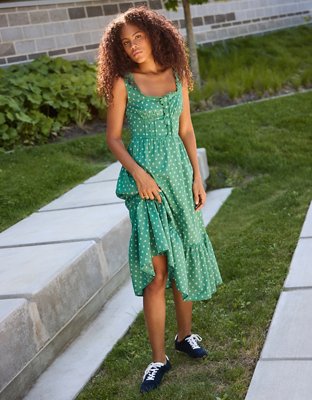 AE Catie Corset Midi Dress - Leaf Green