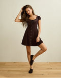 AE Corduroy Tie-Front Lace Mini Dress - Relic