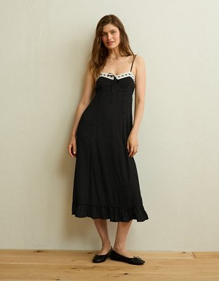 AE Sweetheart Slip Midi Dress - Black