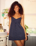 AE Corduroy V-Neck Babydoll Mini Dress - Navy
