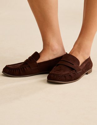 AE Vegan Suede Pinched Loafer - Chocolate