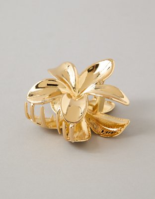 AE Hibiscus Claw Hair Clip - Gold