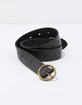 AE Oval Buckle Leather Belt - Black