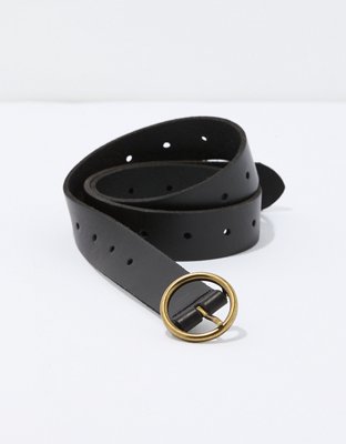 AE Oval Buckle Leather Belt - Black