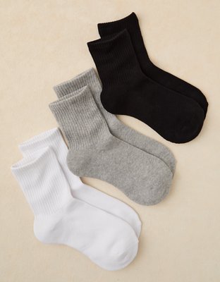 AE Solid Cropped Crew Socks 3-Pack - Multi