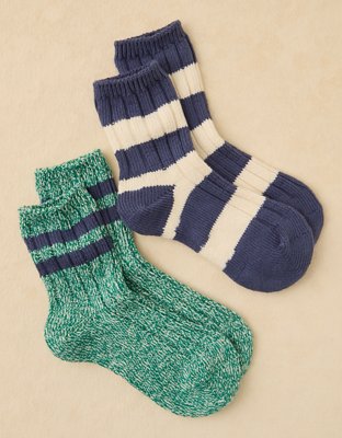 AE Marled Cropped Crew Socks 2-Pack - Gatsby Green