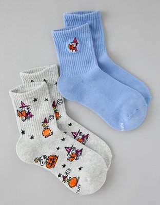 AE Snoopy Cropped Crew Socks 2-Pack - Ocean