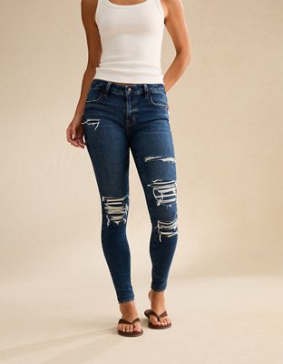 AE Low-Rise Patched Jegging - Indie Dark Destroy