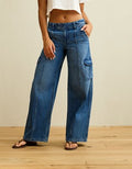 AE Low-Rise Cargo Baggy Ultra-Wide Leg Jean - Dark Waves