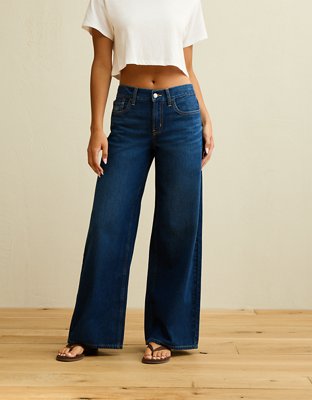 AE Low-Rise Baggy Ultra Wide-Leg Jean - Medium Indigo