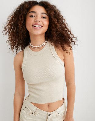 Aerie Free Spirit Ribbed Tank Top - Heather Frost