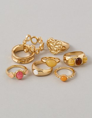 AE Neutral Stone Rings 8-Pack - Gold
