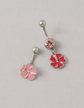 AE Hibiscus Flower Belly Rings 2-Pack - Silver