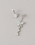 AE Cubic Zirconia Belly Rings 2-Pack - Silver