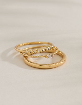 AE Keepers Collection 14K Gold Plated Ring 3-Pack - Gold