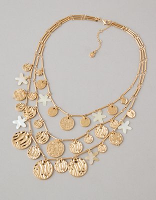 AE Coin & Flower Necklace - Gold
