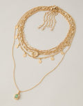 AE Green Stone Necklace 5-Pack - Gold