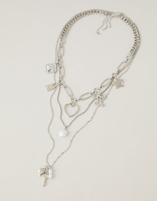 AEO Charm Necklace 3-Pack - Silver