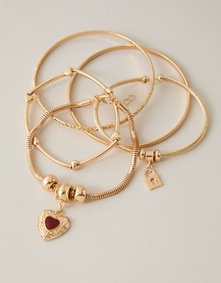 AE Heart Bracelet 5-Pack - Gold